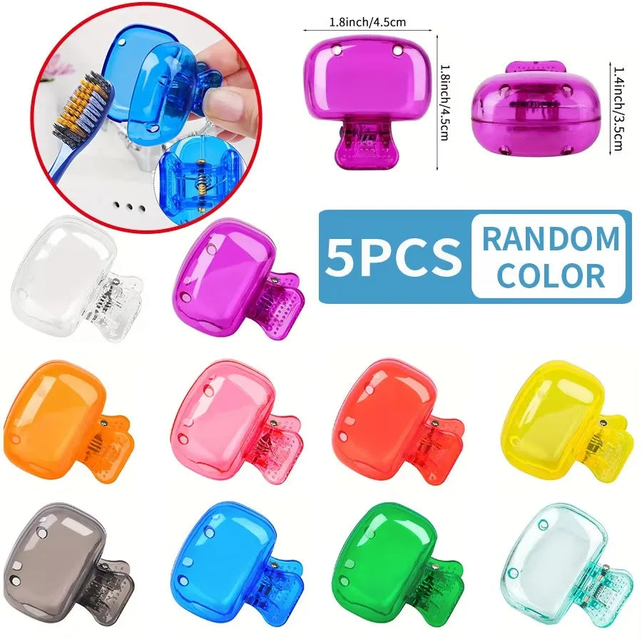 Portable Toothbrush Travel Caps & Storage Box – 5 Pack