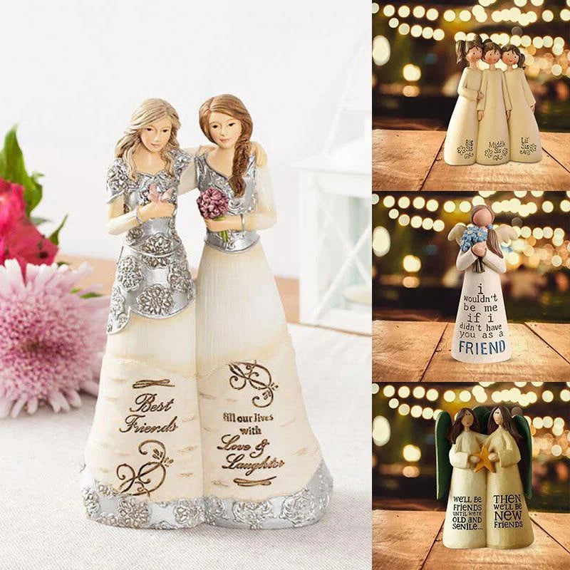 Resin Angel Friendship Figurine – Sister & Friend Gift Decor