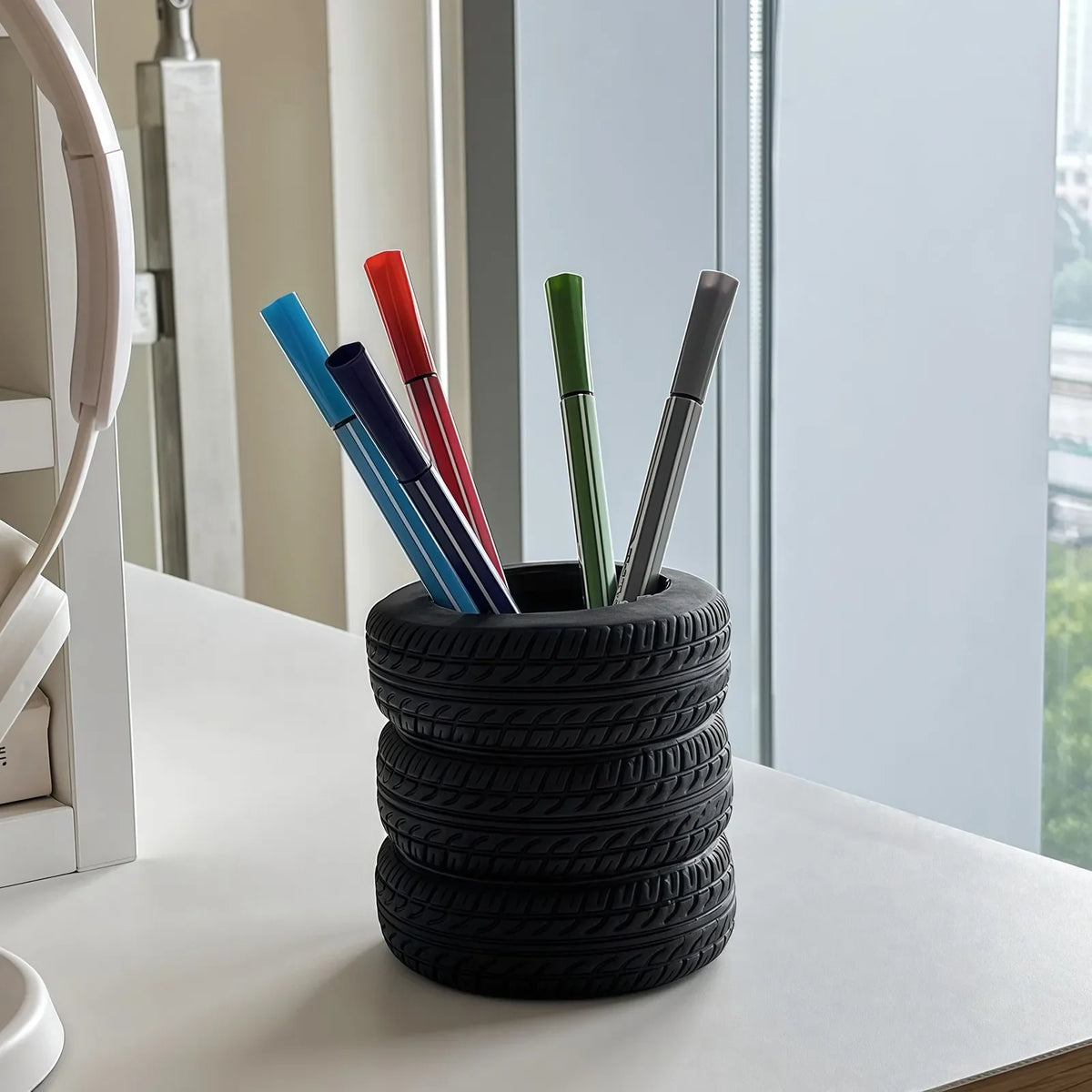Tire Shaped Pen Holder | Creative Desk Organizer & Decor