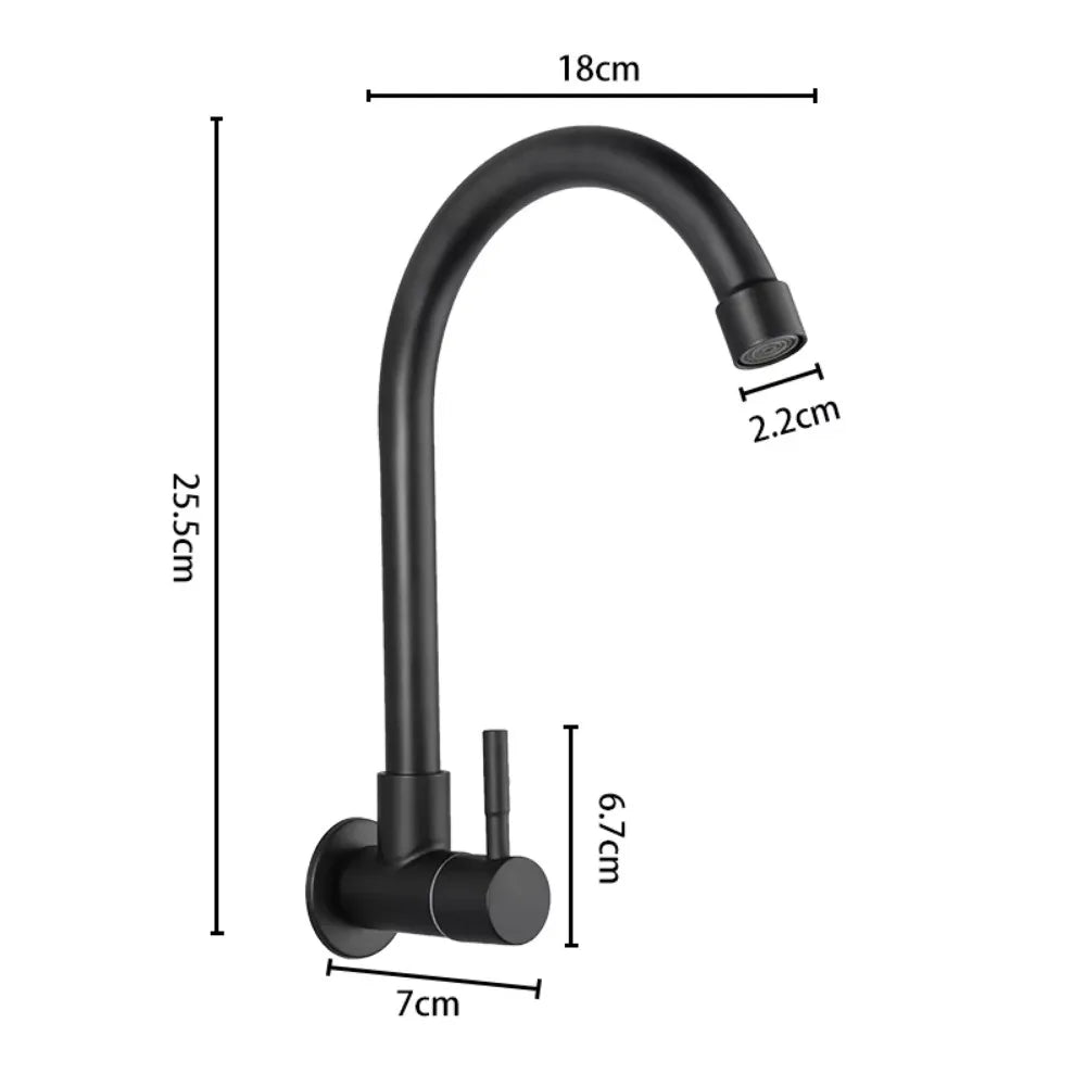 Universal Plastic Kitchen Faucet Rotating Black Single Cold Water