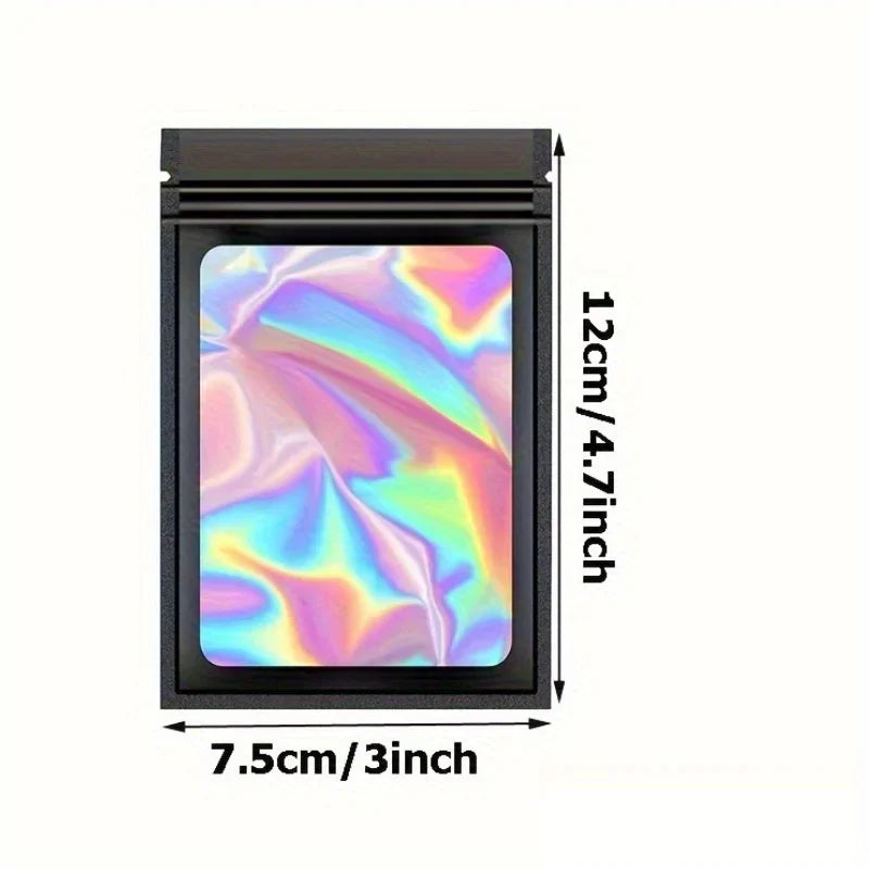Holographic Sealed Storage Bags 100 Pcs – Black Small Item Pouches