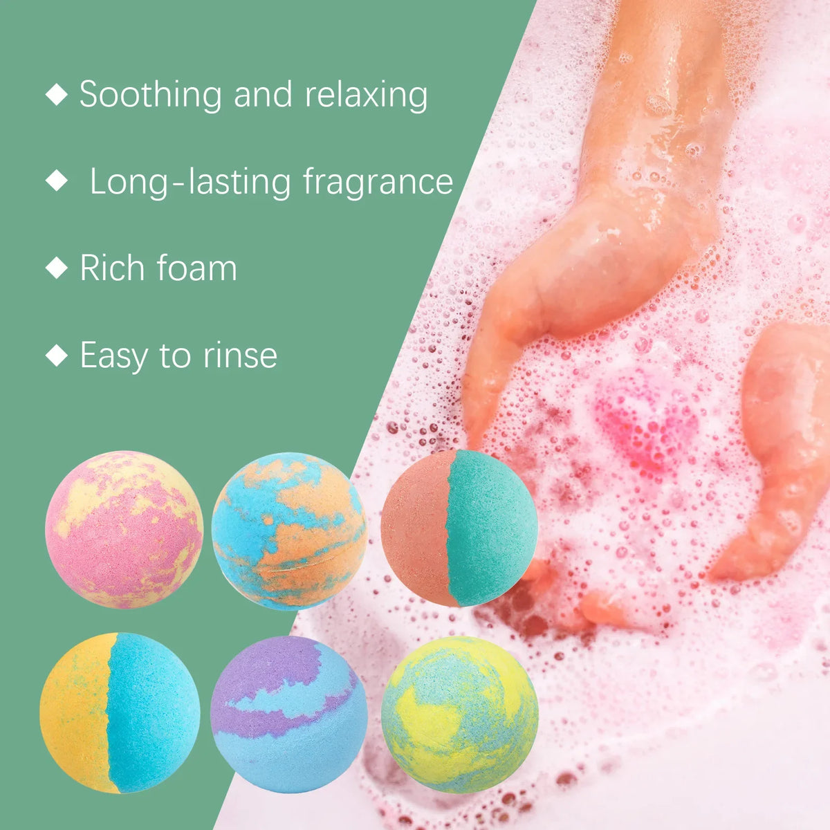 OceAura Colorful Bath Bombs – Rosemary Foot Spa Set 180g