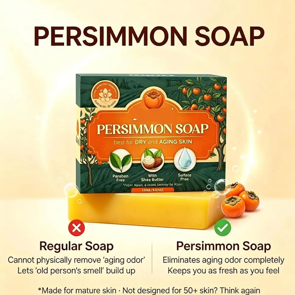 Persimmon Soap Bar Body Odor Green Tea Extract Men Women Gentle All