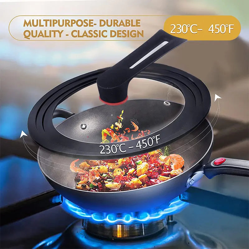Silicone Universal Pan Lid – Tempered Glass Cookware Cover