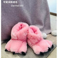 Bear Paw Faux Fur Slippers Women – Fluffy Novelty Indoor Slides