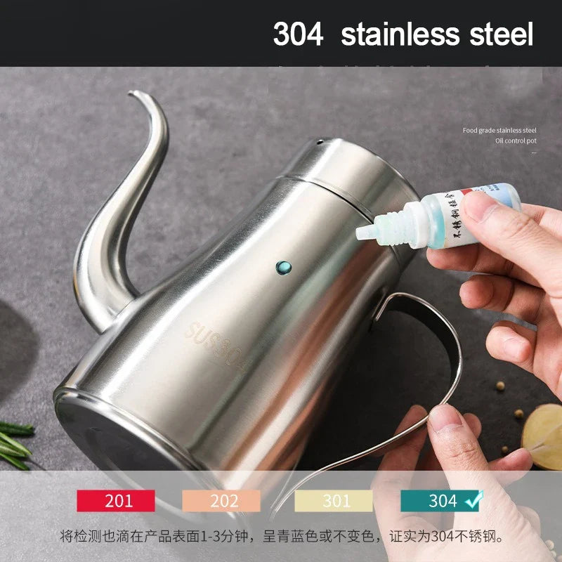 304 Stainless Steel Oil Dispenser Bottle – Large Kitchen Oil Pot