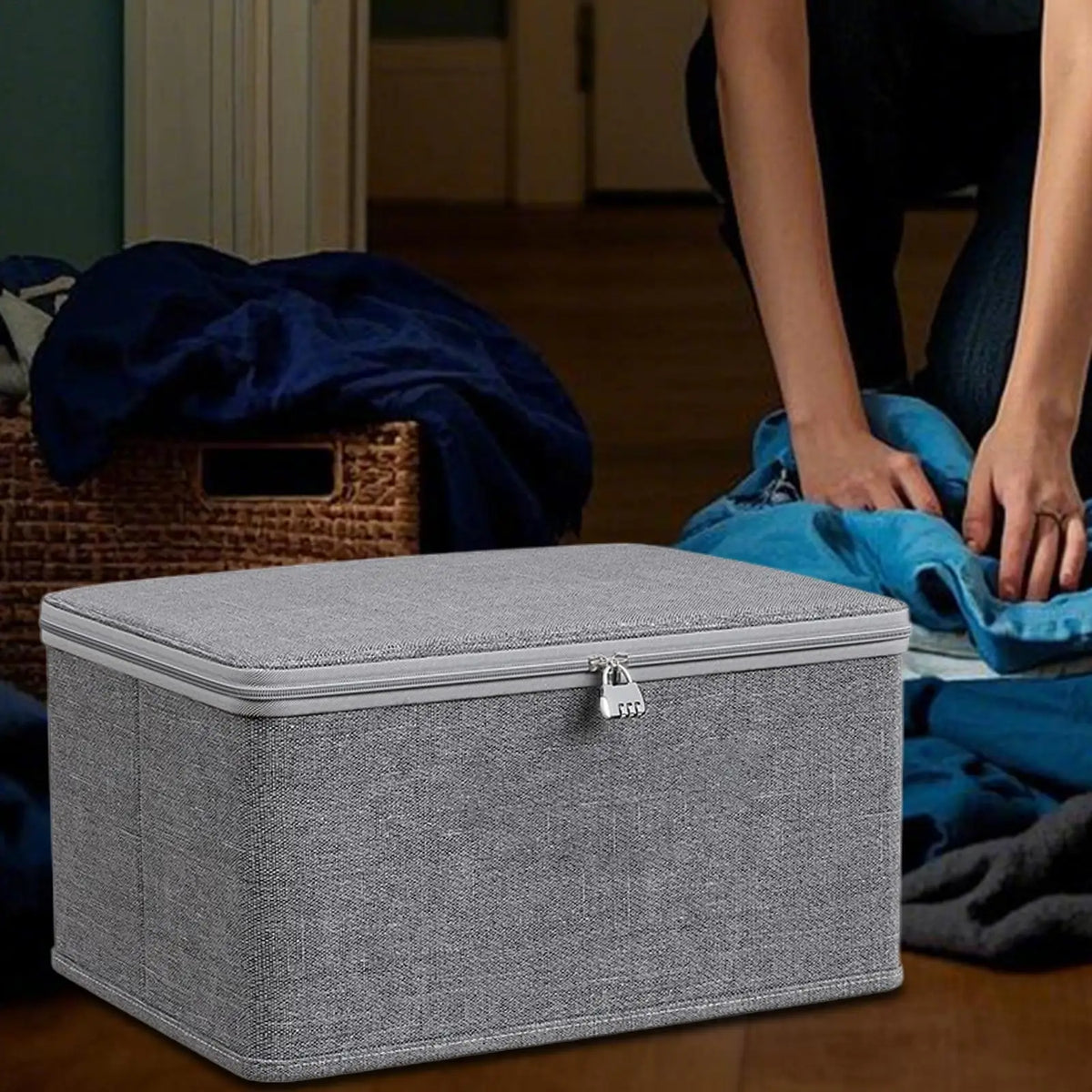 Large Storage Box Lock Stackable Container Secure Handle Locking