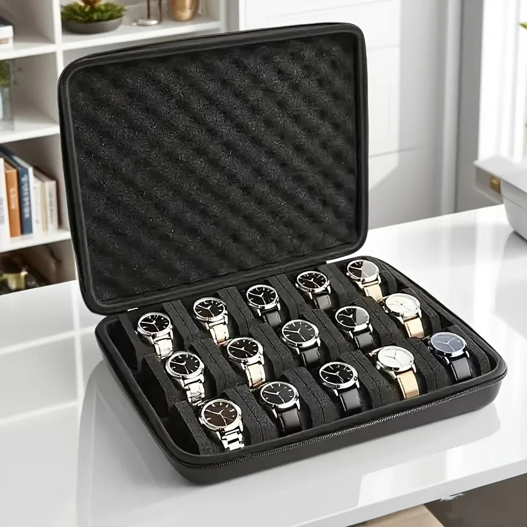 15 Slots Watch Display Box Portable Jewelry Storage Organizer