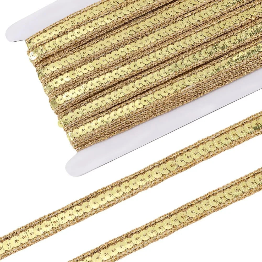 Gold Sequin Ribbon 1/2 Inch – 10.94 Yd Glitter Trim Roll