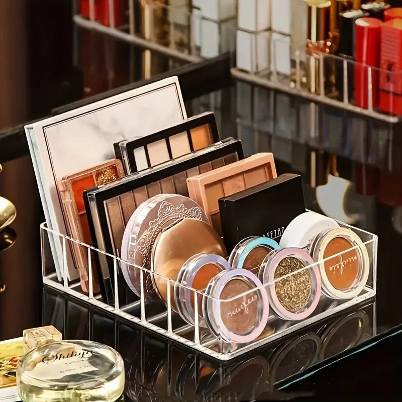 7-Compartment Clear Makeup Organizer – Cosmetic Storage Tray