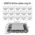 200pc Rubber O-Ring Assortment Kit – Multi-Size Gasket Seals