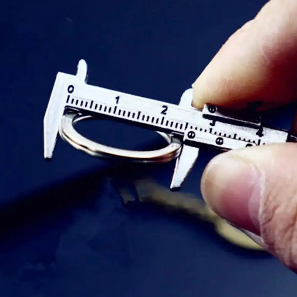 Mini Vernier Caliper Keychain – Stainless Steel Novelty Pendant
