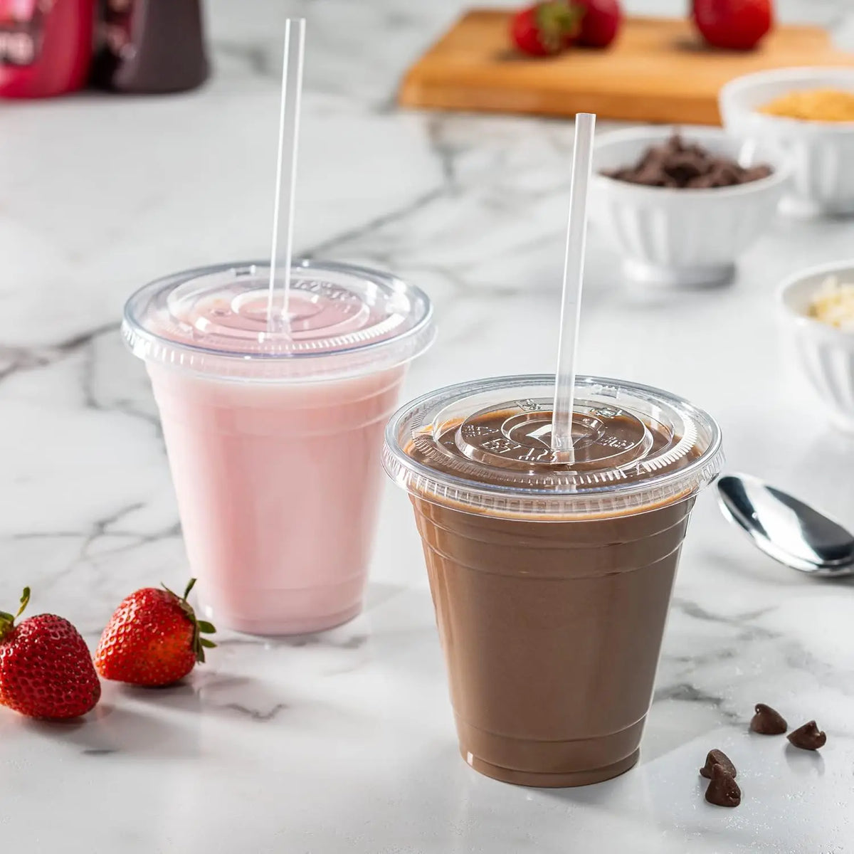 Clear Plastic Cups Lids Go Crystal Disposable Straw Iced Coffee
