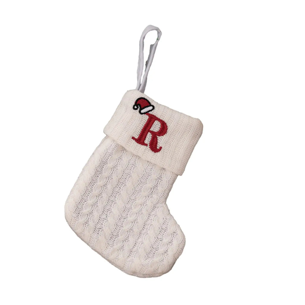 Knitted Christmas Stocking with Hanging Rope | Kids Candy Bag