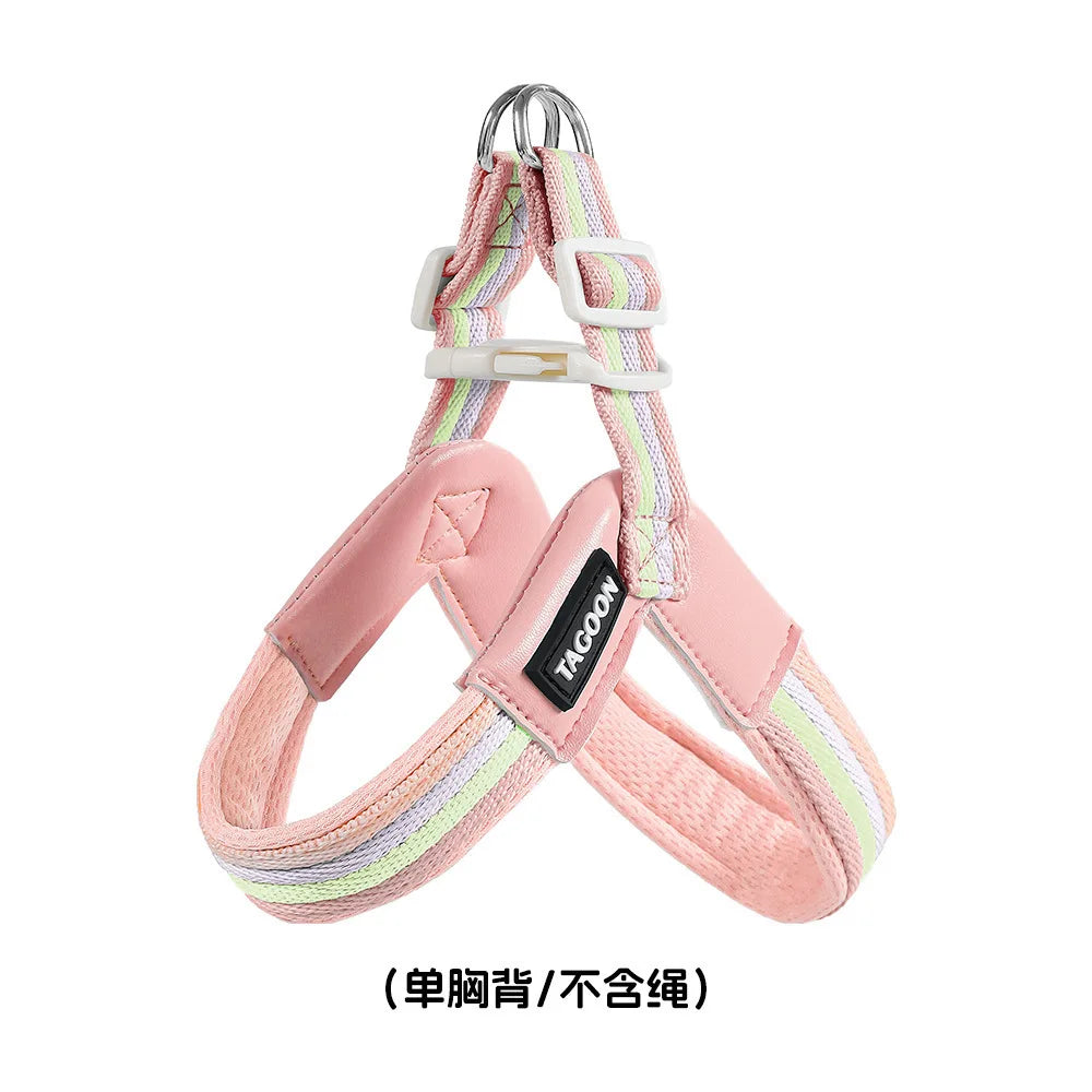Ins Rainbow Chest Shoulder Strap Dog Leash Breathable Small