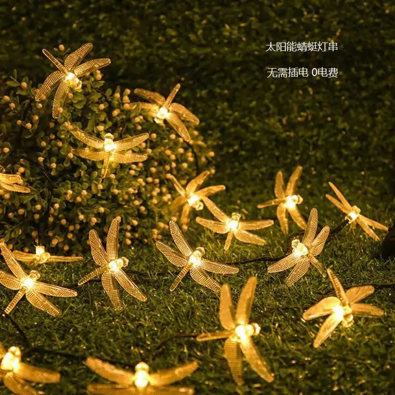 LED Solar Dragonfly Light String Battery Box Garden Courtyard