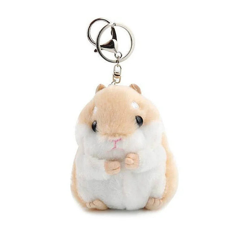 Kawaii Hamster Keychain – Fluffy Faux Fur Pompom Bag Charm