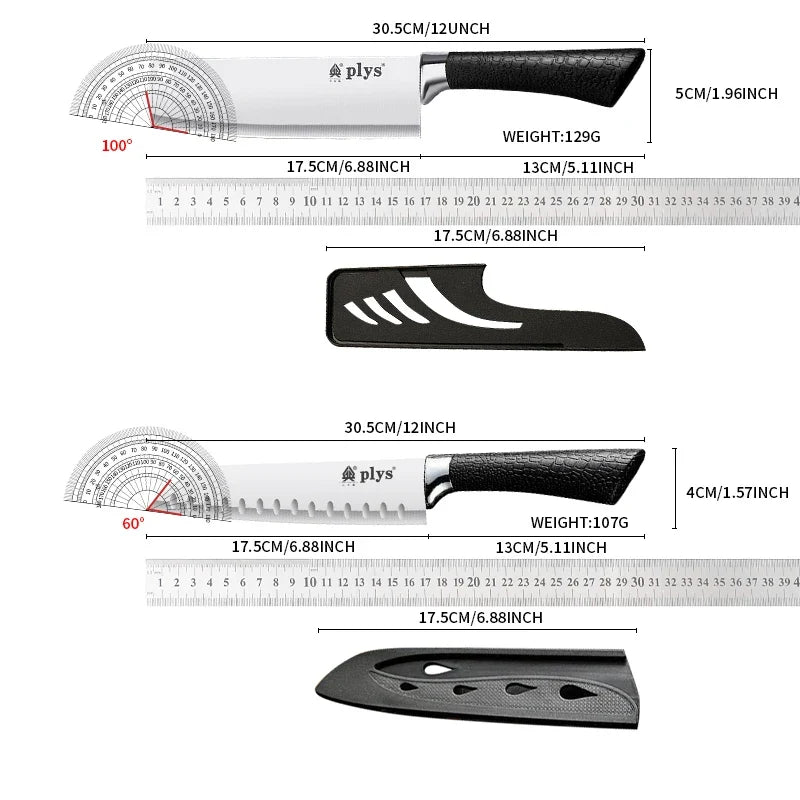 PLYS Kitchen Knife with Sheath | Stainless Steel 17.5cm