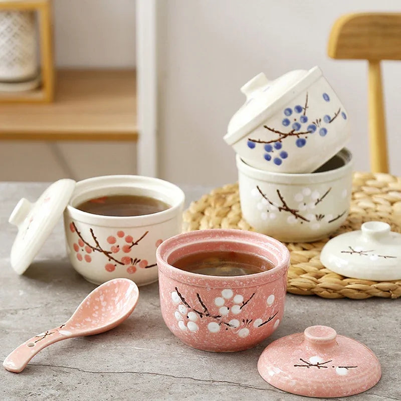 Ceramic Snow Glaze Stew Cup | Mini Soup & Steamed Egg Bowl