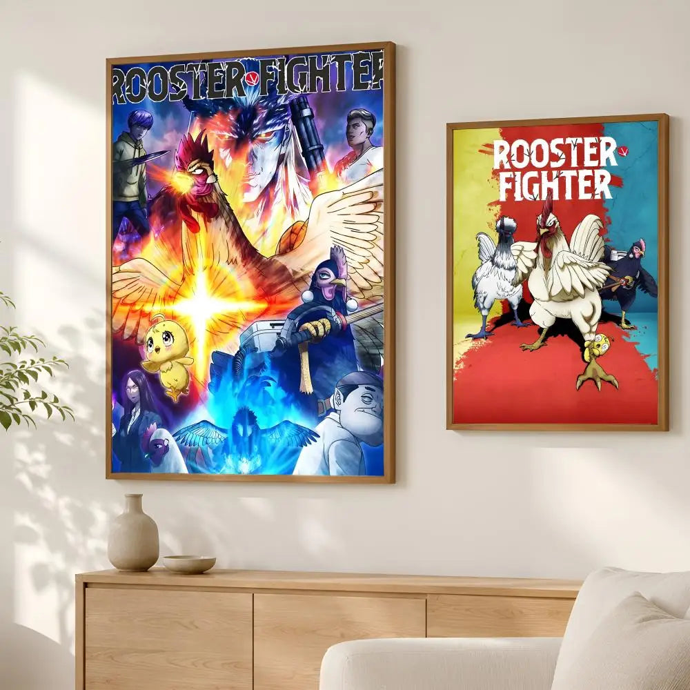 Anime Rooster Fighter HD PVC Self-Stick Wall Art Poster