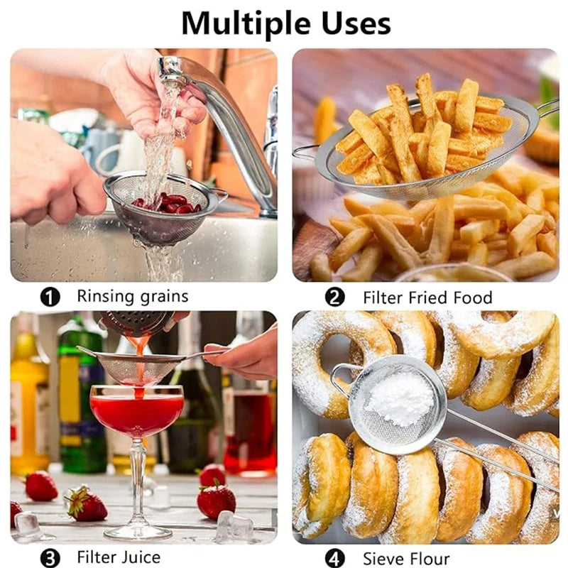 3-Piece Stainless Steel Mesh Strainer Set | Small Medium Large