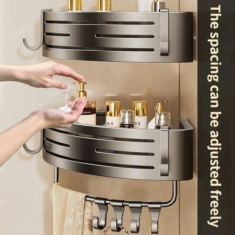 No-Drill Suction Cup Bathroom Corner Rack | Shampoo Shelf