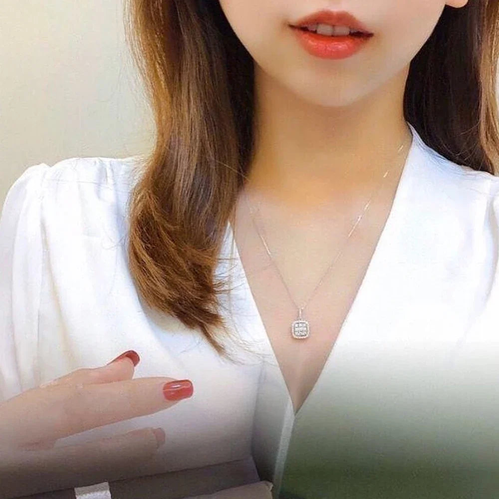 Huitan Square CZ Pendant Necklace – Silver Fashion Jewelry