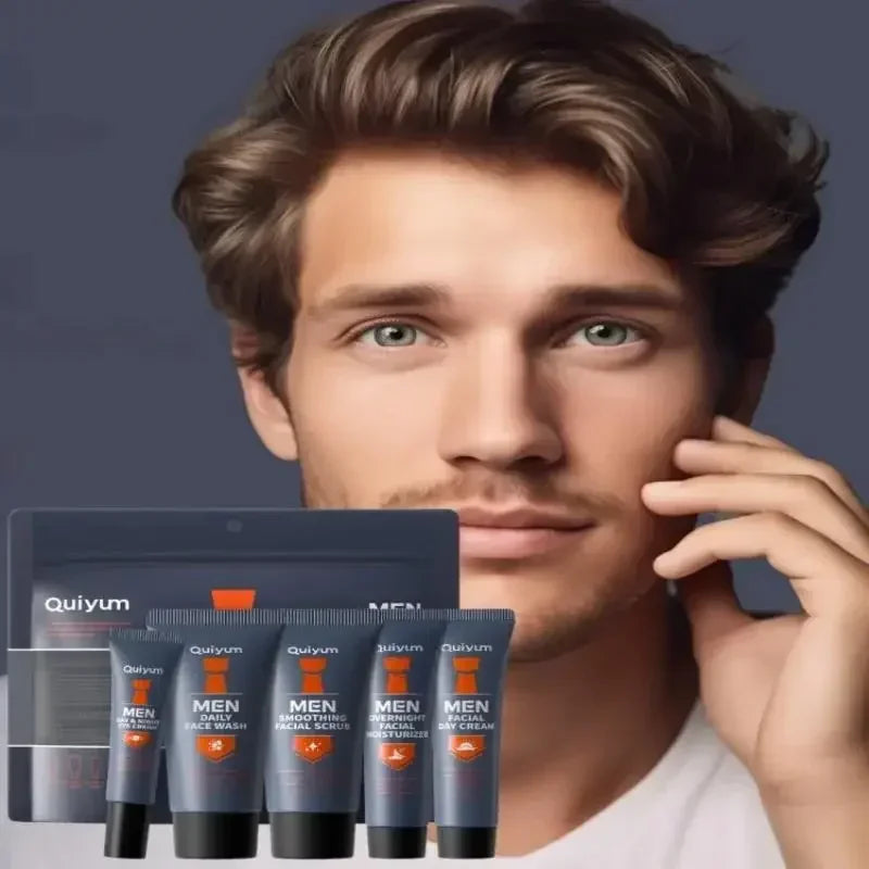 LAIKOU Men's 5-Piece Skincare Set – Scrub, Moisturizer & Eye Cream