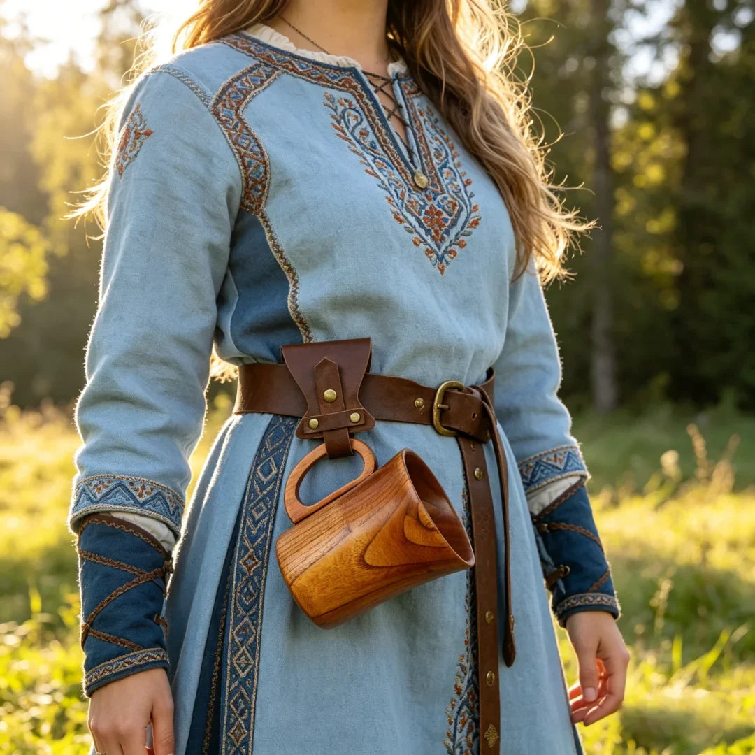 Medieval Viking Dress Up PU Leather Simple Retro Hiking Cup Holder