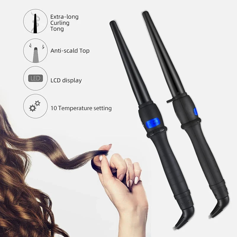 360° Ceramic Curling Iron | LED Professional Hair Curler Wand