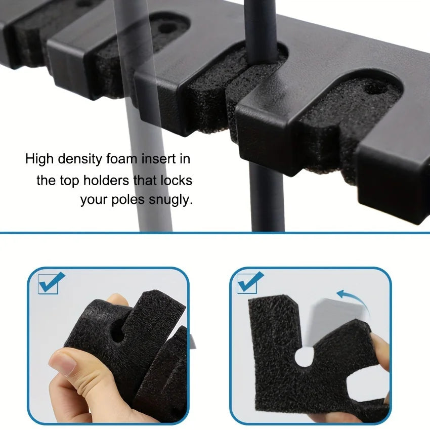 Easy-install ABS Fishing Rod Wall Rack High-density Foam Grip Storage