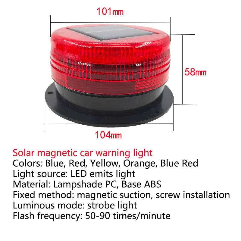 Solar LED Flashing Warning Light – Magnetic Car & Marine Signal