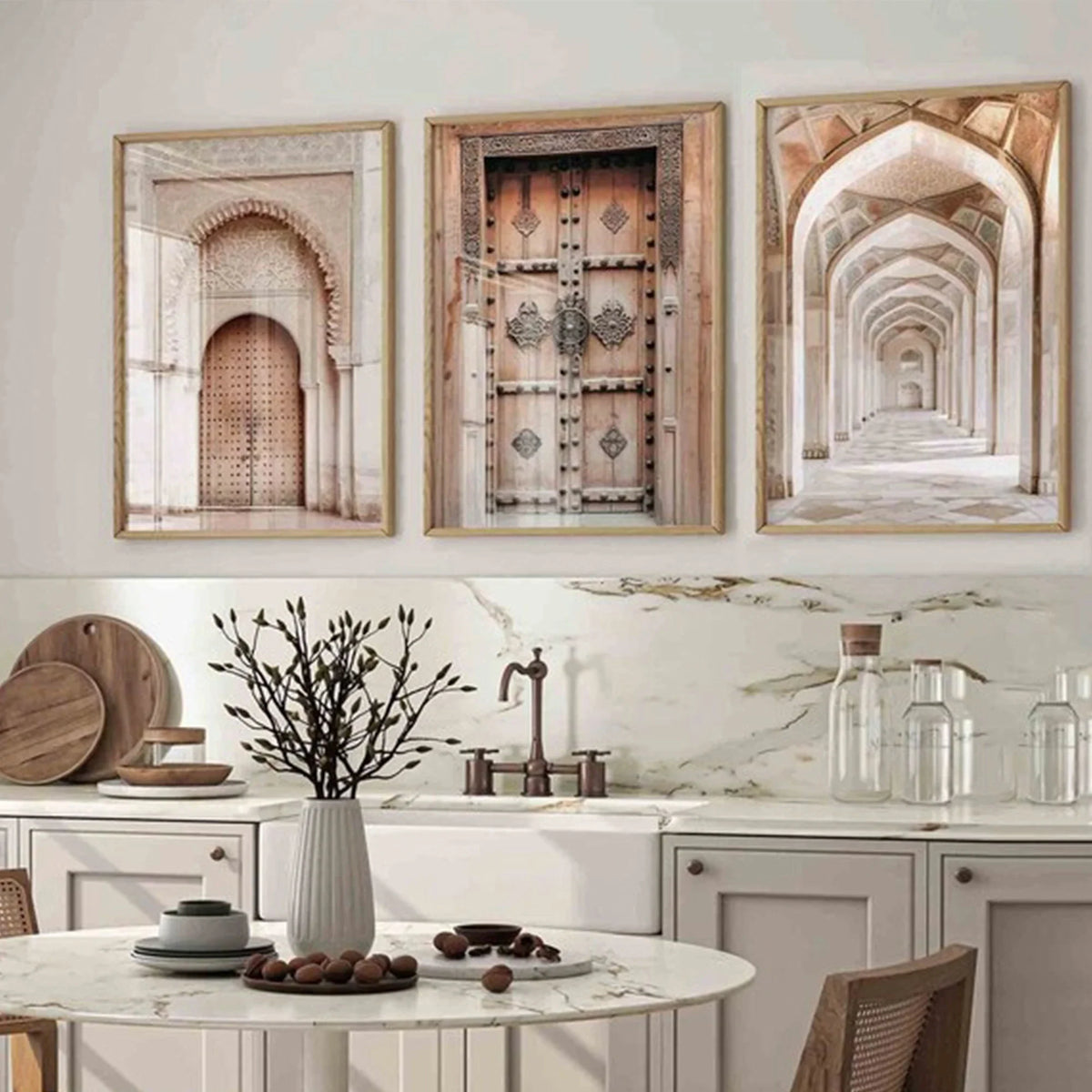 3-Piece Moroccan Door Canvas Wall Art | Islamic Retro Print
