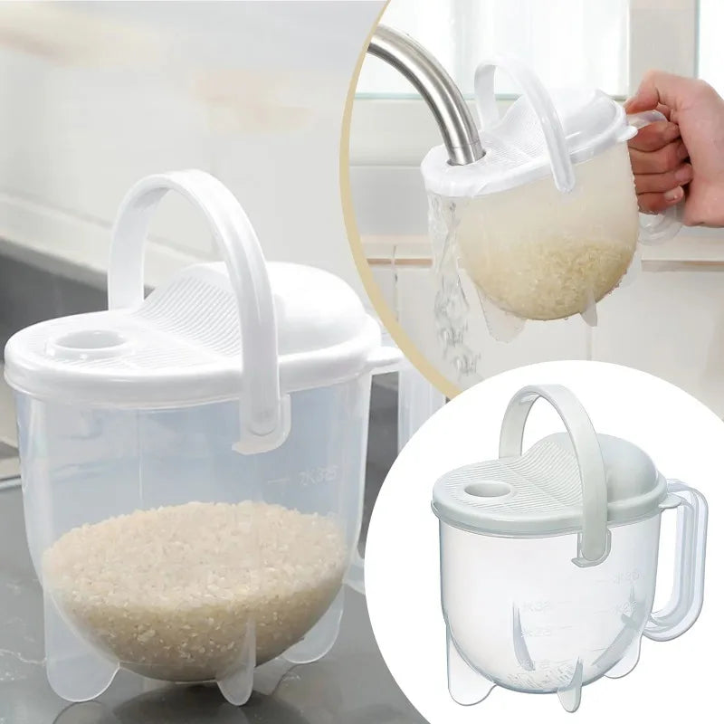 Rice Washer Hand-free Washing Basin Sieve Plastic Panning Basket