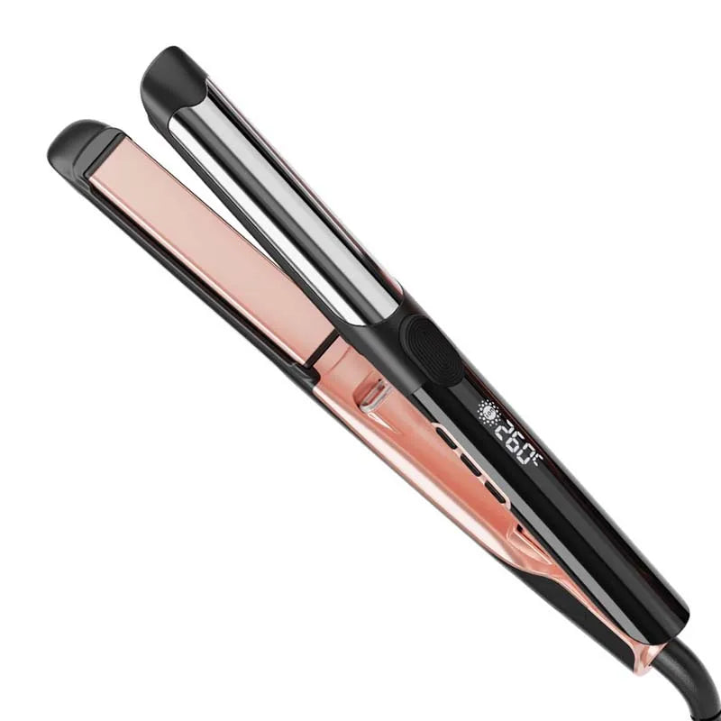 2-in-1 Vibrating Ceramic Hair Straightener & Curler Flat Iron