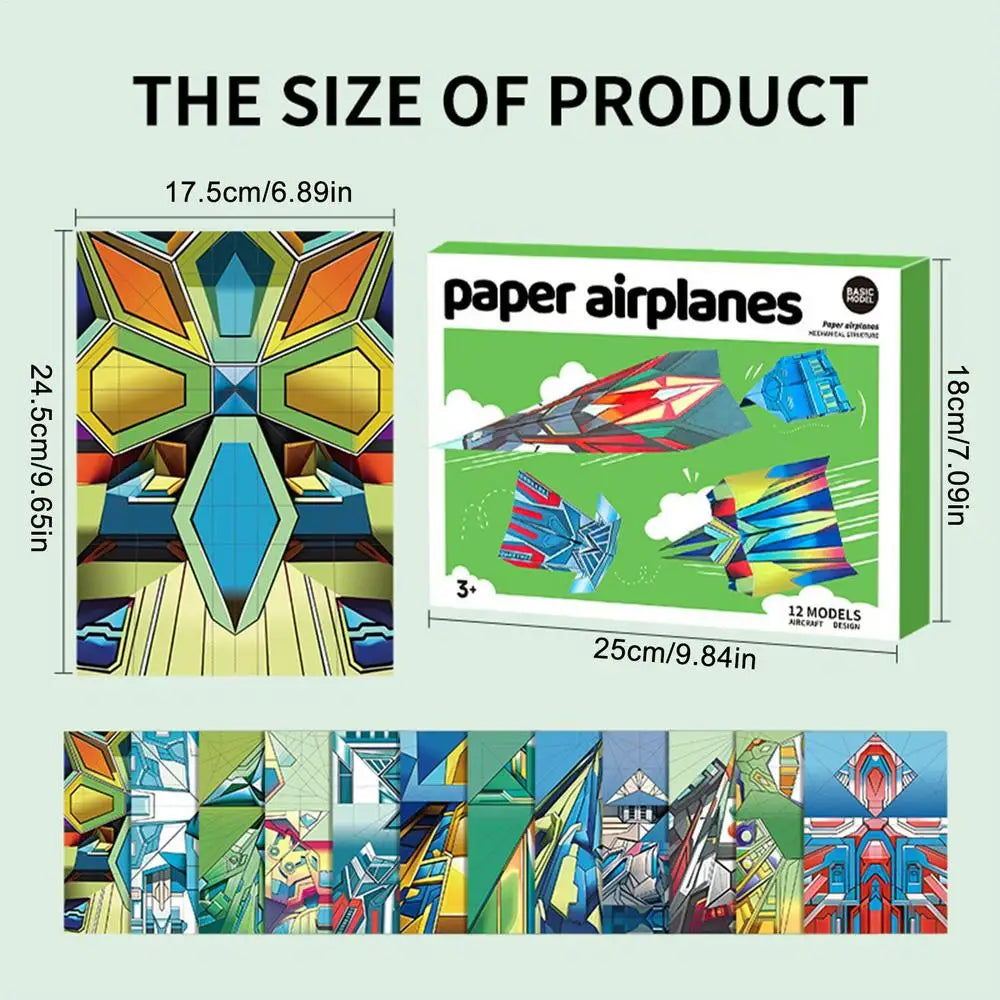 12-Pattern Paper Airplane Book | STEM Craft Kit for Kids & Adults
