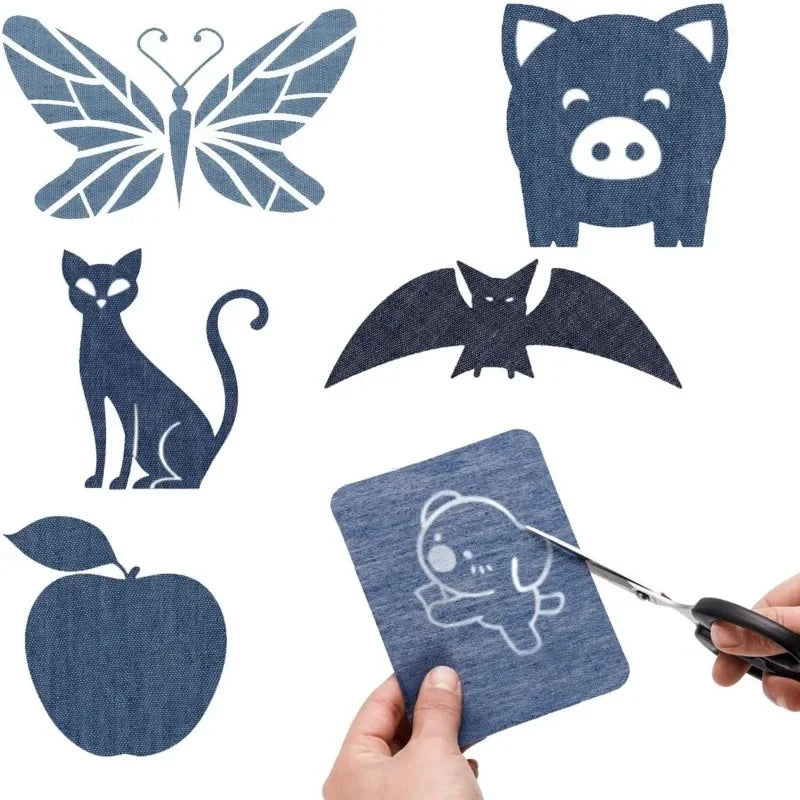 Denim Iron-On Fabric Patches for Clothes – 5pcs DIY Set