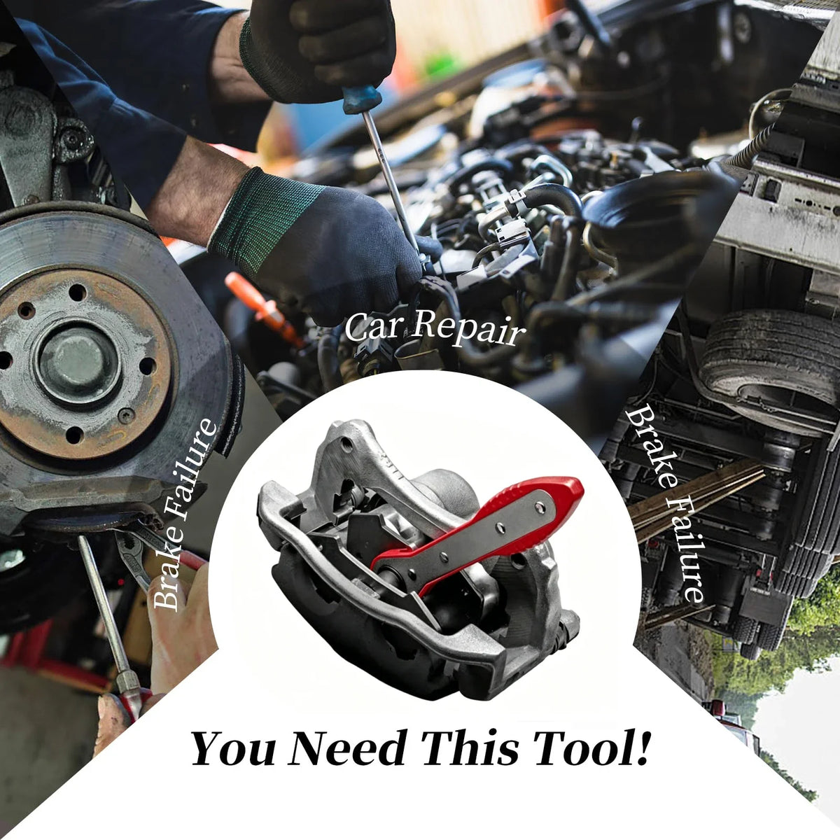 360° Brake Caliper Piston Compressor Tool | Steel Plate & Hooks