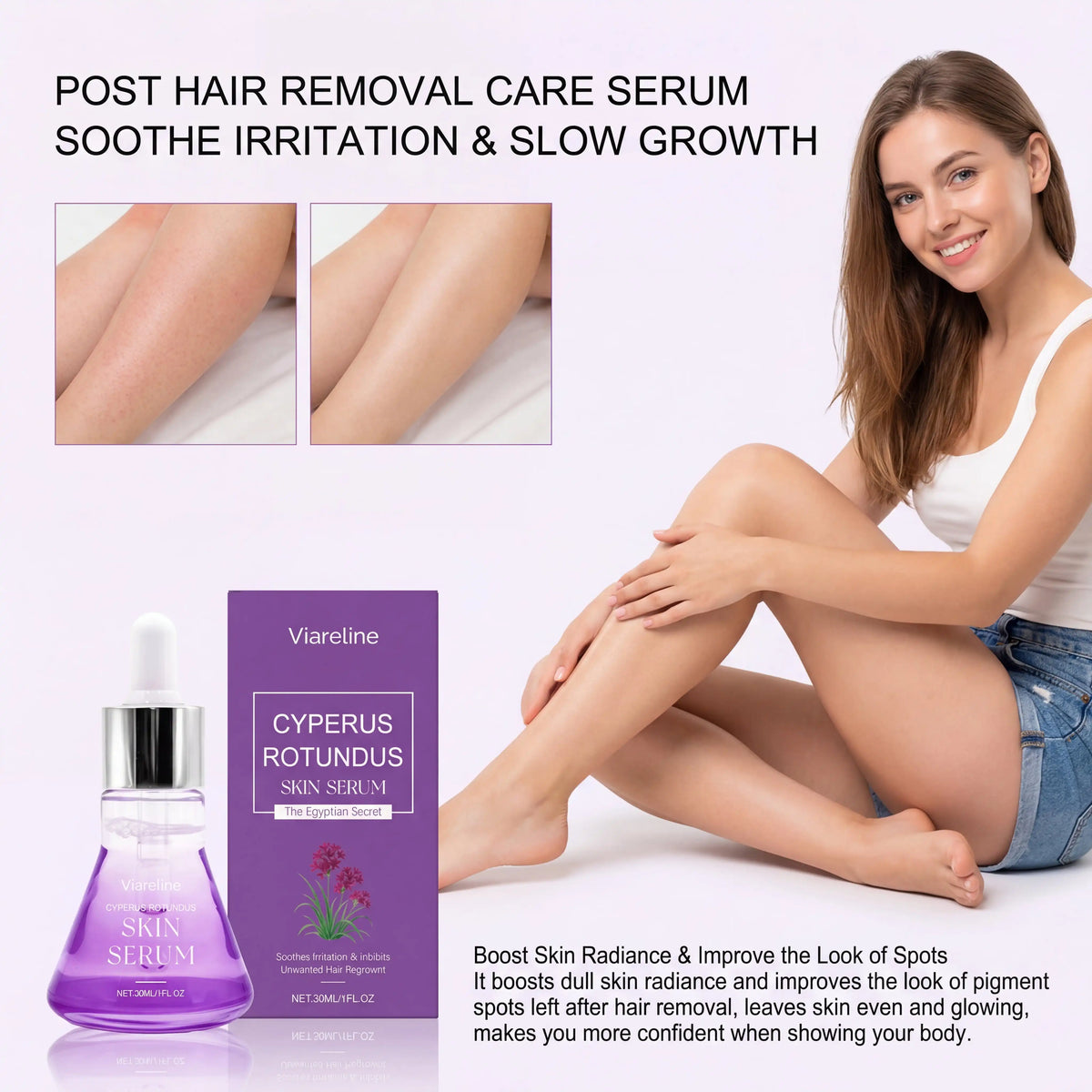 Post Hair Removal Serum – Hyaluronic Acid & Brightening 30ml