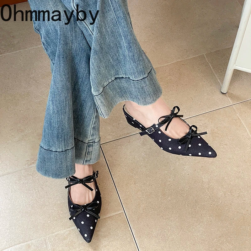 Polka Dot Wedge Mules – Women's Slingback Dress Slides