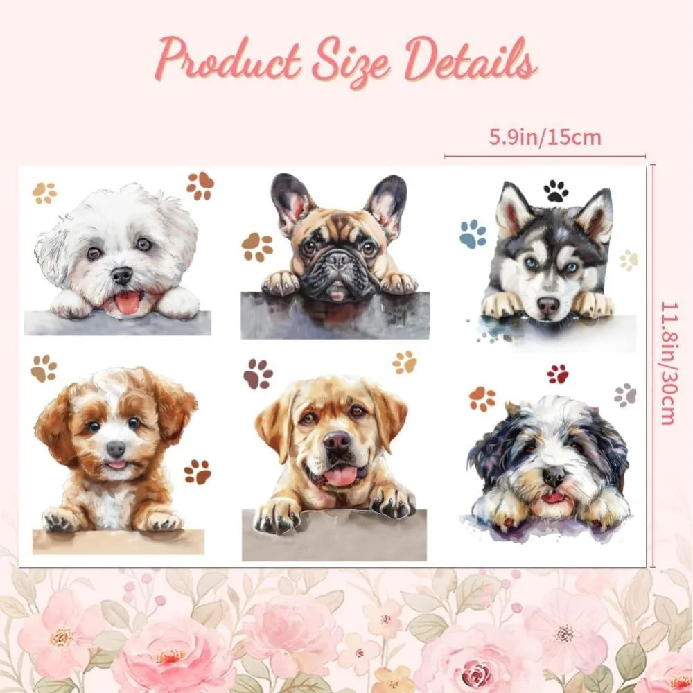 Dog Rub-On Transfer Decals for Furniture & Crafts – 3 Pcs