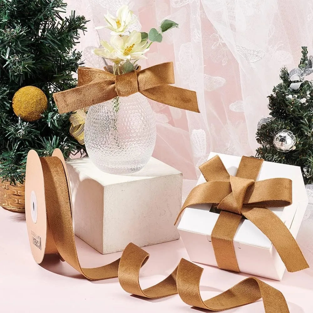 Double-Sided Velvet Ribbon Camel 1 Inch 10 Yards | Craft Ribbon