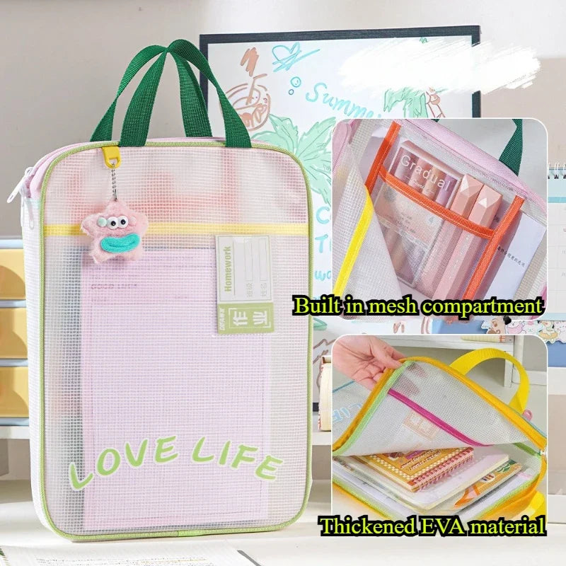 L-Shaped EVA File Bag – Large Opening Stationery Organizer