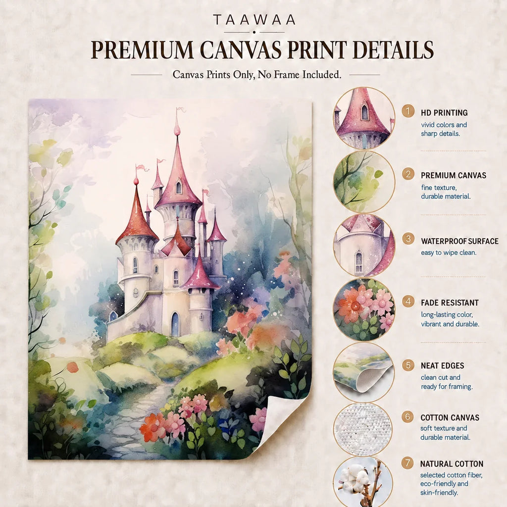 Nordic Dreamy Castle Canvas Wall Art for Kids Nursery Decor