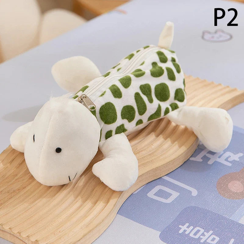 Cartoon Animal Plush Pencil Case – Kids Large Capacity Pen Bag