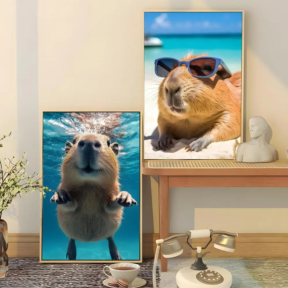 Capybara Waterproof PVC Poster Stickers – Wall Décor & Gift