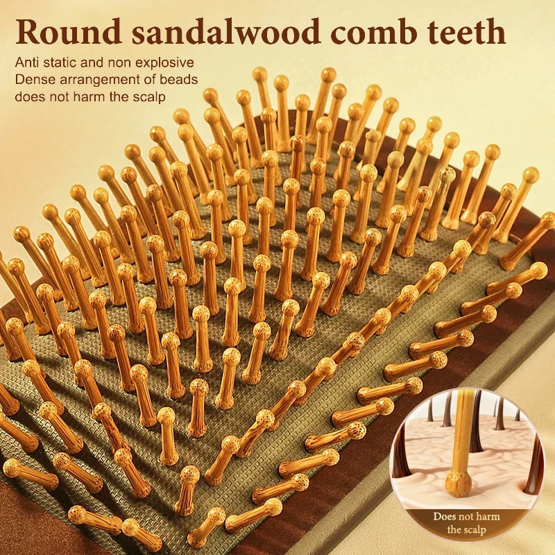 Natural Sandalwood Scalp Massage Hair Brush & Comb