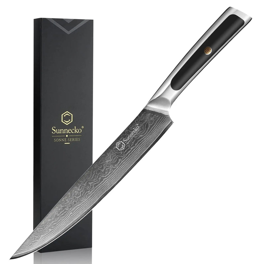 Sunnecko 8" Damascus Steel Slicing Knife – VG10 Core, HRC 60+