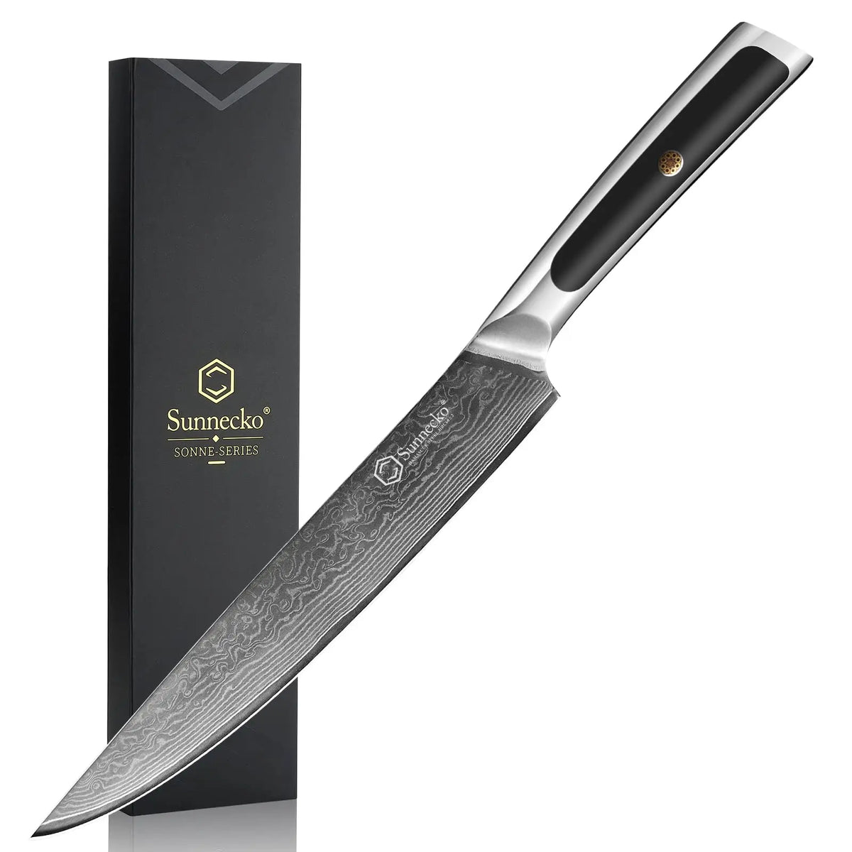 Sunnecko 8" Damascus Steel Slicing Knife – VG10 Core, HRC 60+