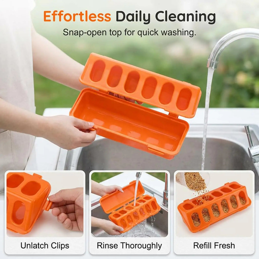 12-Hole Spill-Proof Poultry Feeder for Chicks, Ducks & Birds